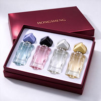 Flacon de parfum vide en verre transparent ondulé irrégulier de 50 ml, emballage en boîte cadeau