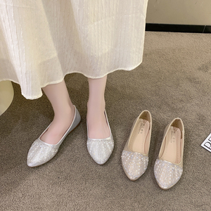 Wholesale Gold Silver Women Comfort Pointed Toe Ballet Dress Shoes Ladies Shoes Flats - Product Image 3