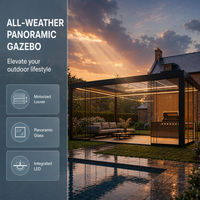 Gazebos en alliage d'aluminium sur mesure avec toit à persiennes, résistants à la pluie et au vent, pour cuisine extérieure, espace de villégiature et patio
