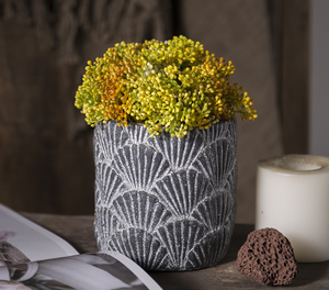 การออกแบบสร้างสรรค์นูน<span class=keywords><strong>รูป</strong></span>ใบไม้กระถางดอกไม้ซีเมนต์รอบ<span class=keywords><strong>สมา</strong></span>ร์ทพืชหม้อยืนหม้อสวน - Product Image 3