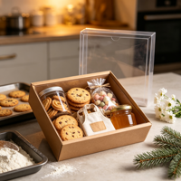 Coffret Cadeau Kraft pour Pâtisserie avec Pot à Biscuits en Spirale, Sachet de Bonbons aux Pépites de Chocolat, Mini Sac Fourre-tout Miel, Emballage de Cuisine, Ensemble Cadeau en Gros