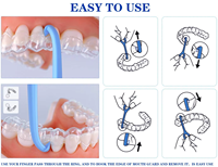 Outil orthodontique dentaire en silicone pour retirer les aligneurs, saveur menthe, en forme de sac, crochet pour protège-dents, certifié ISO