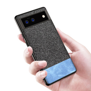 <span class=keywords><strong>Couverture</strong></span> arrière de couleur de patchwork de toile anti-chute de côté doux pour la coque de téléphone de protection de Google Pixel 7/6/5A/4XL - Product Image 1