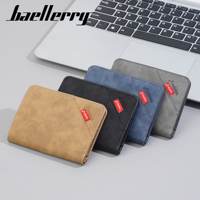 Dompet Pria Baru, Pendek dan Mewah, Dompet Kulit Lipat Dua untuk Pelajar, Sederhana dan Banyak Slot Kartu, Penutup Kartu