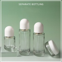 Juego de Envases Cosméticos de Vidrio Transparente Recargables con Logotipo Personalizado, Botellas y Frascos Elegantes con Tapa de Cúpula para Suero, Aceite Esencial y Crema Hidratante
