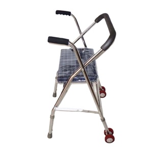 Xiangfeng <b>Walker</b> <b>Rollator</b> Thickened Stainless Steel Foldable Height Adjustable <b>Seated</b> Mobility Aid for Elderly - Product Image 4