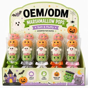 Bonbons gélifiés en forme de citrouille remplis de guimauve, certifiés BRC, vente en gros, personnalisables, OEM, doux et moelleux, confiserie en vrac, directement de l'usine - Product Image 2