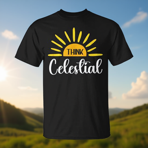 Camiseta Think Celestial negra de manga corta con diseño unisex - Product Image 3