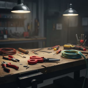 Tijeras de electricista con mangos rojos y cuchillas negras para un corte preciso - Product Image 3