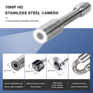 Syanspan נירוסטה מתכת שיכון 23Mm מצלמה ראש 100 Ft <span class=keywords><strong>Cctv</strong></span> מצלמה ביוב צנרת פיקוח לצנרת פיקוח עמיד למים - Product Image 5