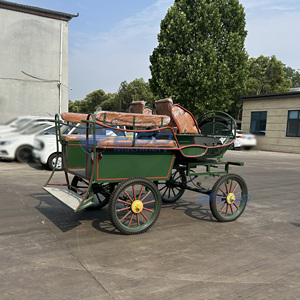 Upgraded 4-Wheeled Steel Frame Pony Cart | Shock-Absorbing Horse Carriage Adjustable <b>Harness</b> System Foot Hand Brake 1-3 Persons - Product Image 5