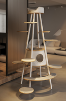 Colonne en acier au carbone multiplateforme réglable avec tissu à gratter, design luxueux, lavable, pour chat, arbre à chat, tour d'escalade, condo intérieur