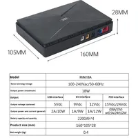 Mini Power Bank Portable DC 5V/9V/12V/15V/24V avec Fonction PoE, Alimentation d'Urgence, Entrée AC 100-240V, Sortie 18W/36W, en Aluminium