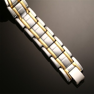 316 L Stainless Steel Anti-allergy <b>Silver</b>/Gold Plated Casual/Sporty Arthritis Relief Magnetic Unisex <b>Bracelet</b> with Custom Logo - Product Image 2