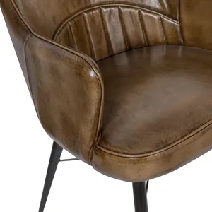 <span class=keywords><strong>Fauteuil</strong></span> de salle à manger industriel en similicuir <span class=keywords><strong>marron</strong></span> <span class=keywords><strong>foncé</strong></span> avec pieds en métal - Product Image 3