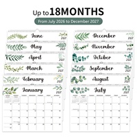 Calendrier mural anglais 2027, 18 mois, reliure spirale, design minimaliste créatif, à suspendre ou à poser sur le bureau