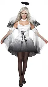 European And American Women's Dress Halloween Sexy Dark Angel Costume Game Uniform Evil Angel Costume Ghost Bride