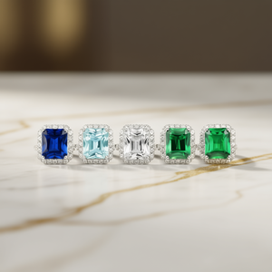 Anillos Elegantes con Piedras Preciosas, Zafiro con Corte Esmeralda, Topacio y Diamantes con Engaste Pavé, Joyería Clásica Unisex de Moda, Regalo para Cualquier Ocasión - Product Image 2