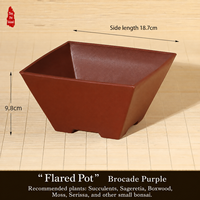 Pot de fleurs carré en résine de style chinois avec plusieurs trous de drainage, jardinière pour usage domestique pour les plantes succulentes, les cactus, les bonsaïs