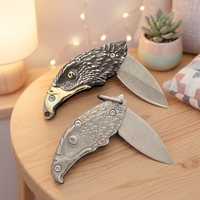 Couteau de poche de camping personnalisable OEM de petite taille avec lame pliante en acier inoxydable 3CR13, manche en acier, porte-clés EDC DIY