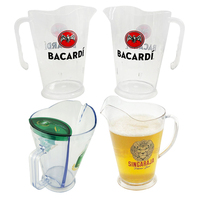 Vente en gros d'articles pour boissons Pichet à bière en plastique noir rouge clair 48oz Pichet à jus Pichet à bière pour bar Pichet à bière personnalisé