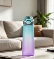 Vente en gros directe usine : Gourdes de sport en plastique Tritan+PP de qualité alimentaire avec couvercle à ouverture rapide et paille intégrée pour le camping et l'école