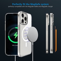 Étui de téléphone portable de haute qualité, premium, transparent, en PC, avec protection des coins magnétiques, pour iPhone 15 14 Pro, antichoc, transparent