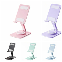 360 °   Support de téléphone rotatif et réglable en métal, support de téléphone portable pliable et portable, support de téléphone de table