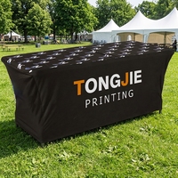 Housse de table extensible personnalisée avec logo imprimé, pliable, infroissable et lavable, pour publicité
