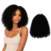 Extensions de cheveux bouclés afro crépus en plumes, 100 % cheveux humains, extensions de cheveux humains bouclés noirs naturels à micro-anneaux pour tresses féminines