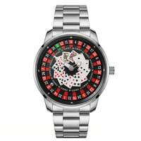 Montre à quartz FTTPON Lucky Poker, jeu de la roulette russe, Dieu des joueurs, montre-bracelet de luxe étanche en acier inoxydable pour hommes, Reloj