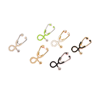Minuscule or argent médical stéthoscope broche broches pour médecins mariage fiançailles collier broche épinglette bouton Badge en alliage