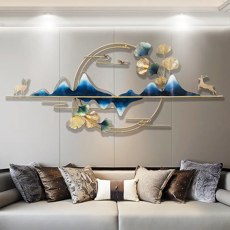Large Wall Metal Art Home Decor With Led Light Luxury Metal Wall Decor For Dining Room Living Room