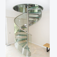 Escalier en colimaçon moderne en verre trempé pour villa, utilisation intérieure