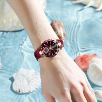 Reloj de Pulsera POEDAGAR 719 para Mujer, Correa de Cuero, Esfera Estrellada, Lujoso, Moderno, con Diamantes, Resistente al Agua, de Cuarzo