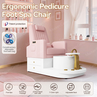 Fauteuil de pédicure professionnel de luxe en acier inoxydable Madamcenter avec système de jets sans tuyauterie, fonctions de massage et siège inclinable