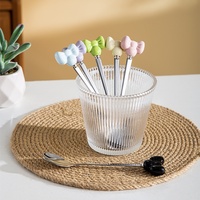 Cuillère et fourchette en acier inoxydable avec nœud créatif, finition miroir, manche en céramique, style moderne et minimaliste, pour la maison et les étudiants, idéales pour les desserts