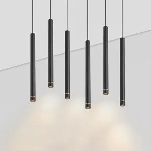 Simple Led Pendant Light Long Tube Lamp Modern Kitchen Lamp Dining Room Bar Counter Shop Hang Lamp Cylinder Pipe Pendant Lights