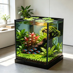 <span class=keywords><strong>Aquarium</strong></span> de bureau en verre transparent contrôlé par application intelligente, filtre arrière blanc, mini <span class=keywords><strong>aquarium</strong></span>, éclairage <span class=keywords><strong>LED</strong></span> RGB, <span class=keywords><strong>nano</strong></span> <span class=keywords><strong>aquarium</strong></span> pour betta - Product Image 1