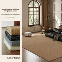 Tapis synthétique HENGJIU en faux sisal jute, lavable en machine, couleur unie, anti-rayures, sans perte de fibres, durable, pour salon