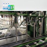 Ligne de production entièrement automatique haute vitesse pour le remplissage, le bouchage et l'étiquetage de produits de blanchiment 1L/5L/10L, 4 têtes, anti-corrosion