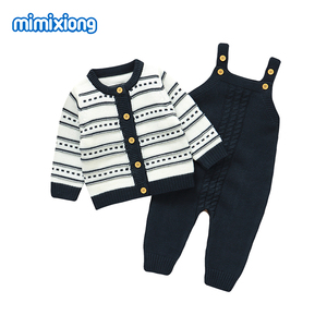 Conjunto de <span class=keywords><strong>Ropa</strong></span> de Bebé Mimixiong de Punto con Cárdigan y Peleles para Recién Nacido, <span class=keywords><strong>Ropa</strong></span> de <span class=keywords><strong>Invierno</strong></span> para Niño con Manga Larga a Rayas - Product Image 2