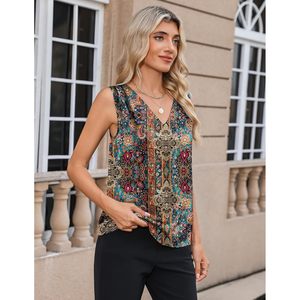 Chemisier en satin de soie pour femme, col en V, sans manches, décontracté, respirant, idéal pour le travail ou l'été - Product Image 3