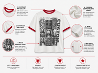 Camiseta Ringer Vintage Personalizada de 240GSM con Cuello Rib de Contraste y Estampado Gráfico, Manga Corta, Fabricante OEM