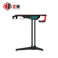 Bureau de jeu moderne en métal convertible, en forme de I, avec éclairage RGB, pour joueurs - Vente chaude