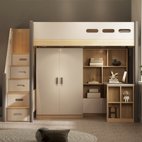 Lit superposé moderne avec bureau et rangement, lit mezzanine en bois avec armoire, lit pour dortoir étudiant, mobilier de bureau à domicile