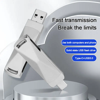 Flash Drive USB 2.0 Tipe-C Putar Berbahan Logam 2-in-1 Kecepatan Tinggi dengan Logo Kustom dan Garansi 3 Tahun