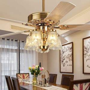 Ventilador de Techo <span class=keywords><strong>con</strong></span> Luz para Comedor, Estilo Europeo de Lujo, <span class=keywords><strong>con</strong></span> Control Remoto, Nuevo Diseño, 6 Velocidades, Regulable - Product Image 1