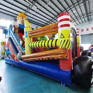 Tobogán inflable gigante para niños, de uso comercial, con temática de construcción, para exteriores, modelo Little Builder. - Product Image 4