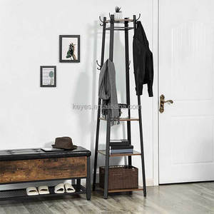 Moderne personnalisé autoportant métal bois étagère entrée Hall suspendus vêtements manteau présentoir support en gros personnalisé - Product Image 4